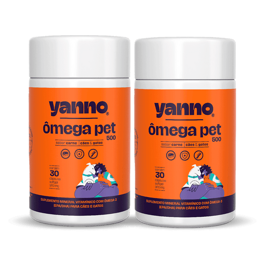 Kit Suplemento Alimentar Ômega Pet Yanno - Sabor Carne - 60 Caps