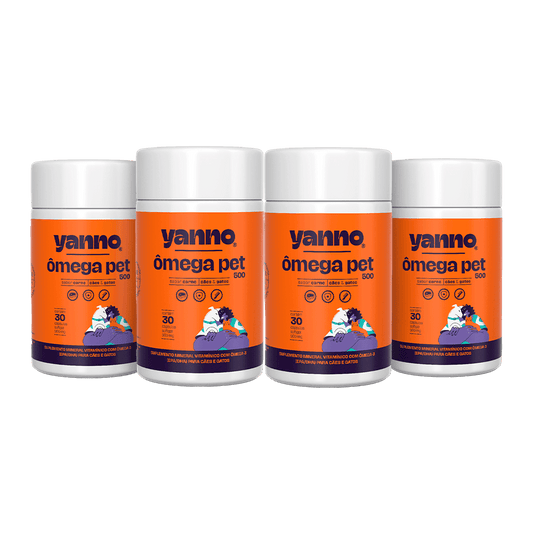 Kit Suplemento Alimentar Ômega Pet Yanno - Sabor Carne - 120 Caps