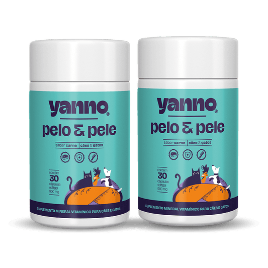 Kit Suplemento Pelo e Pele - Controle e Redução de Queda -Sabor Carne - 60 Caps