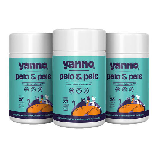 Kit Suplemento Pelo e Pele - Controle e Redução de Queda -Sabor Carne - 90 Caps