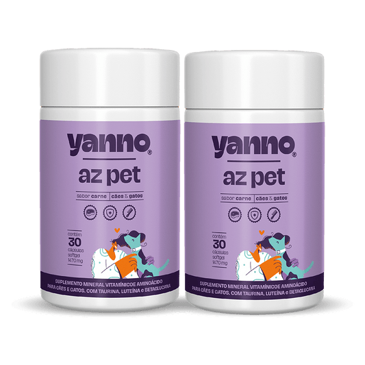 Kit Suplemento Multivitamínico AZ Pet - Imunidade e Longevidade - Sabor Carne - 60 Caps