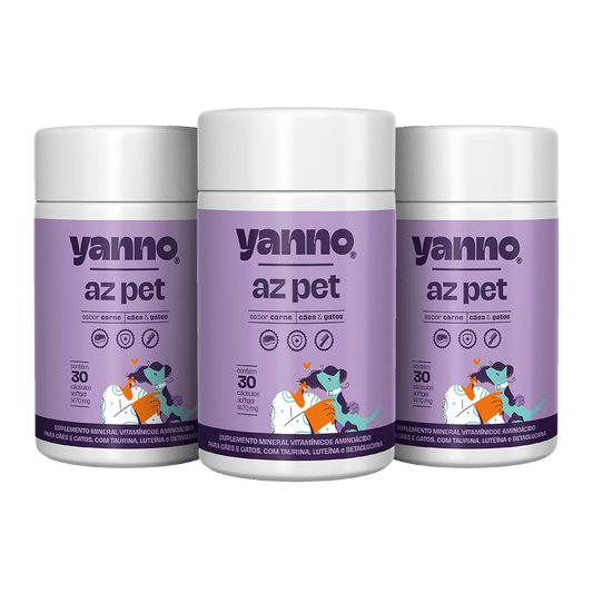 Kit Suplemento Multivitamínico AZ Pet - Imunidade e Longevidade - Sabor Carne - 90 Caps