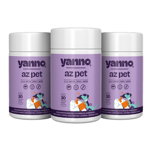 Kit Suplemento Multivitamínico AZ Pet - Imunidade e Longevidade - Sabor Carne - 90 Caps