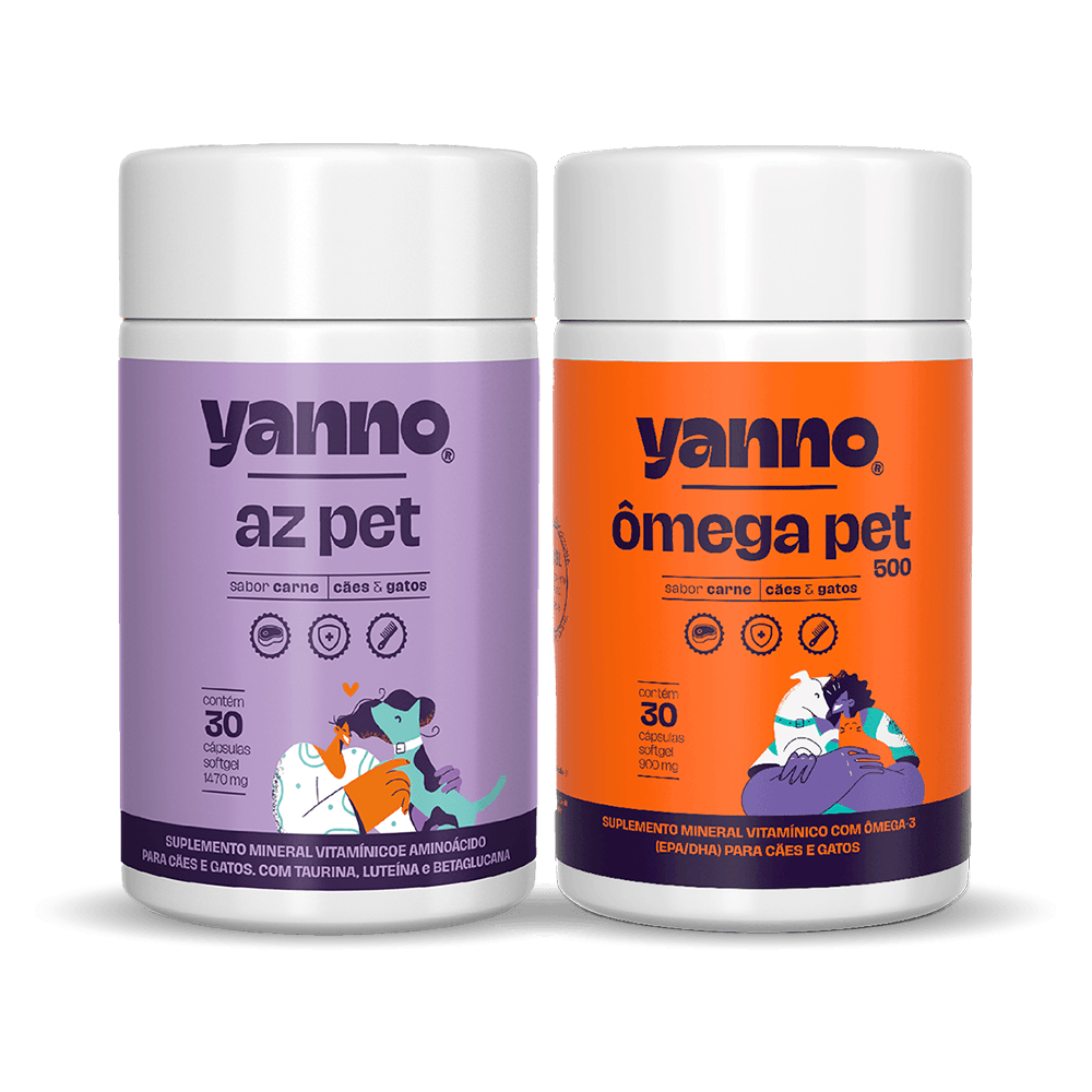 Kit Suplemento Ômega Pet + AZ Pet Yanno - Sabor Carne - 30 Caps cada