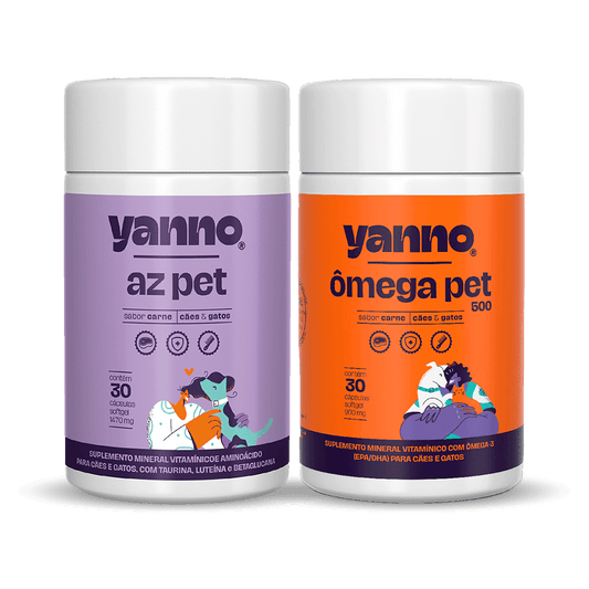 Kit Suplemento Ômega Pet + AZ Pet Yanno - Sabor Carne - 30 Caps cada
