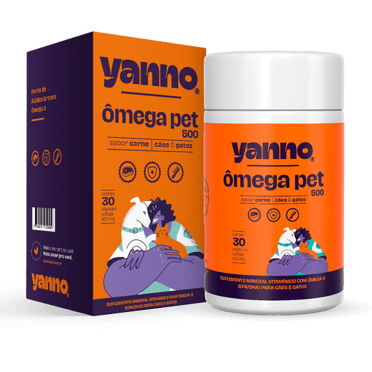 Suplemento Alimentar Ômega Pet Yanno - Sabor Carne - 30 Caps